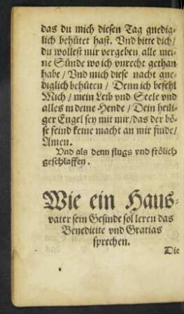 Wie ein Hausvater sein Gesinde sol leren das Benedicite und Gratias sprechen.