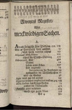Zweytes Register / Aller merkwürdigen Sachen