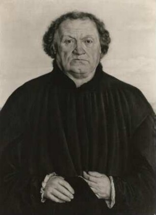 Bildnis eines alten Mannes mit schwarzer Mütze in der Hand : Bildnis eines alten Mannes mit schwarzer Mütze in der Hand. Lindenholz; 0,615 x 0,445 m (um 1520). Dresden: Gemäldegalerie Alte Meister