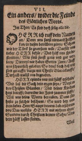 Ein anders/ wider die Feinde des Göttlichen Worts. Jm Thon/ Es sind doch selig alle die.