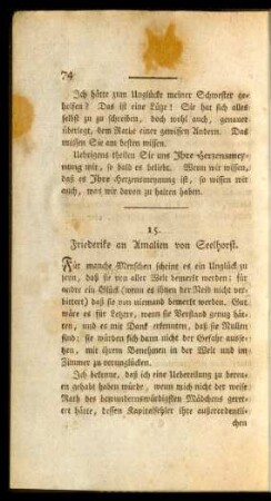 15. Friederike an Amalien von Seelhorst.