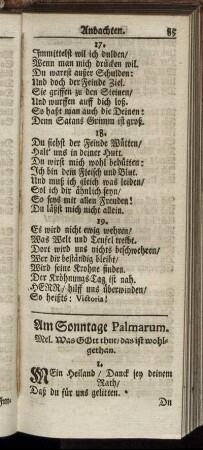 Am Sonntage Palmarum. - Am Sonntage Exaudi.