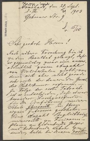 Brief an B. Schott's Söhne : 28.09.1903