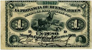 Geldschein, Peso, 1.1.1869