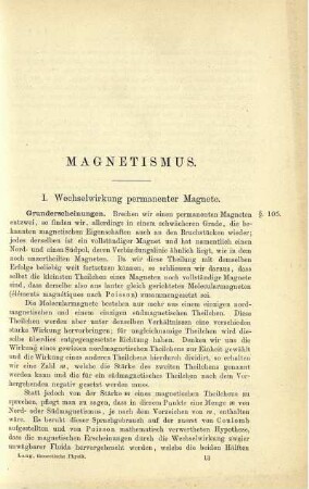 I. Wechselwirkung permanenter Magnete.