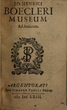 Io. Henrici Boecleri museum ad amicum