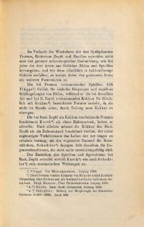 Vergleichende Untersuchungen über Proteus vulgaris, Bacterium Zopfii und Bacillus mycoides