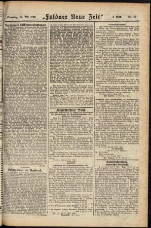 Zweite Ausgabe vom Samstag, den 15. Juli 1922.