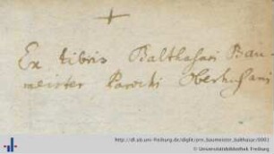 [Provenienz]: Baumeister, Balthasar