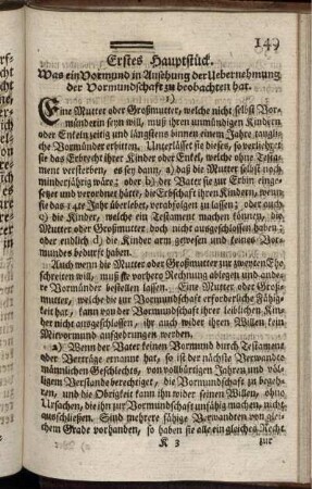 Erstes Hauptstück. Was ein Vormung in Ansehung der Uebernehmung der Vormundschaft zu beobachten hat