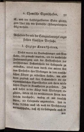 Resultate der mit der Calagualawurzel angestellten klinischen Versuche.