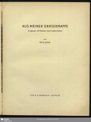 Aus meiner Gräsermappe : Anregungen u. Gedanken eines Kunsthandwerkers
