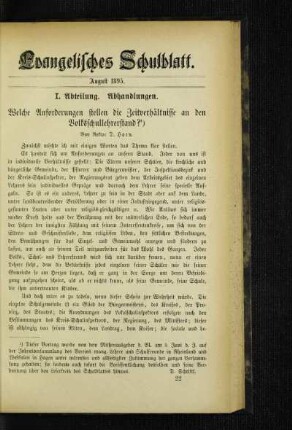 Welche Anforderungen stellen die Zeitverhältnisse an den Volksschullehrerstand?