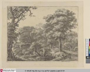 [Ein Reisender macht Rast in einem Wald; A traveller resting in a forest]