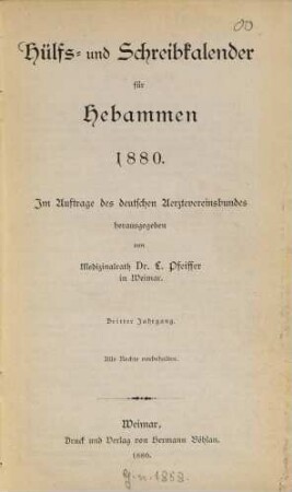 Hülfs- und Schreibkalender für Hebammen. 3. 1880
