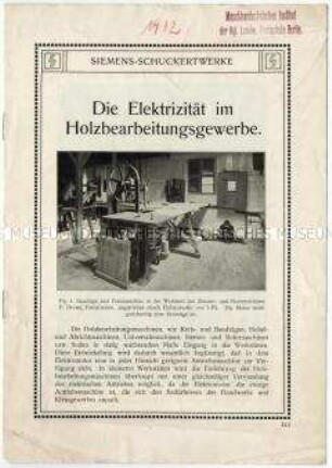Die Elektrizität im Holzbearbeitungsgewerbe.