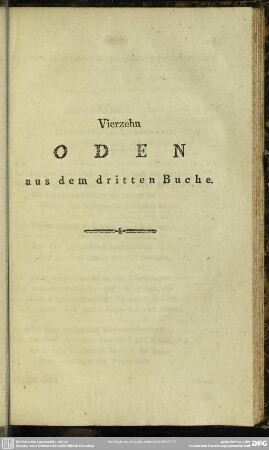 Vierzehn Oden aus dem dritten Buche