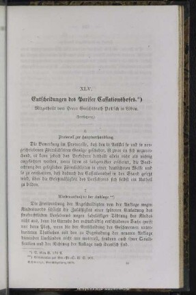 XLV. Entscheidungen des Pariser Cassationshofes