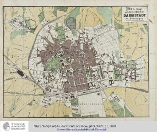 Plan der Haupt- und Residenzstadt Darmstadt mit Bessungen / nach amtlichen Quellen bearb. von F. Heberer