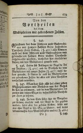 Von den Vortheilen bei dem Multipliciren mit gebrochenen Zahlen.