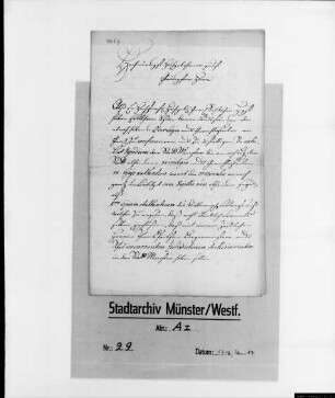 Gesuch an den Fürstbischof Franz Arnold von Wolff-Metternich zur Gracht um Bestätigung der Privilegien - Abschrift.