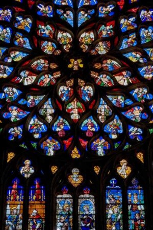Frankreich. Bourgogne. Yonne. Sens. Cathedrale Saint Etienne. 12 bis 14 Jahrhundert. Fensterrose. Detail