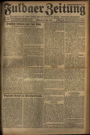 Erste Ausgabe vom Mittwoch, den 29. Mai 1929.