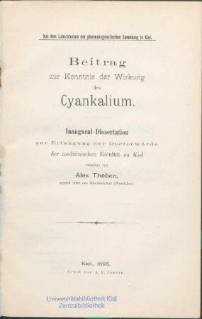 Beitrag zur Kenntnis der Wirkung des Cyankalium