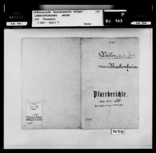 Weiler/Zaber: Pfarrberichte und Pfarrbeschreibungen