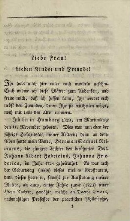 Johann Albert Heinrich Reimarus : Lebensbeschreibung von ihm selbst aufgesetzt