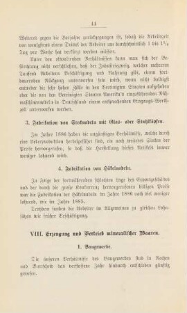 VIII. Erzeugung und Vertrieb mineralischer Waaren.