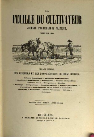 La Feuille du cultivateur. 4. 1861/62