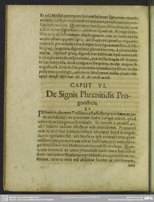 Caput VI. De Signis Phrenitidis Prognosticis