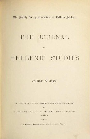 The journal of Hellenic studies. 15. 1895