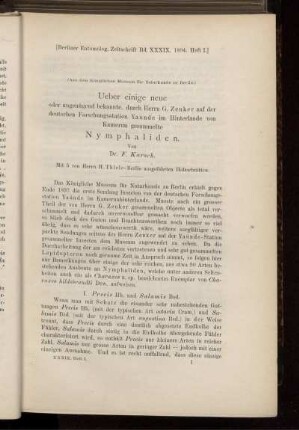 Ueber einige neue oder ungenügend bekannte, durch Herrn G, Zenker auf der deutschen Forschungsstation Yaündc im Hinterlande von Kamerun gesammelte Nymphaliden.