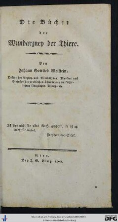 Die Bücher der Wundarzney der Thiere