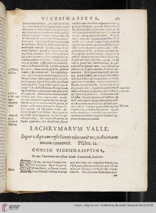 Lachrymarum Valle. Concino Vigesimaseptima