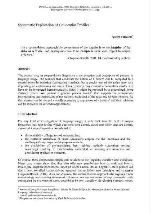 Systematic Exploration of Collocation Profiles