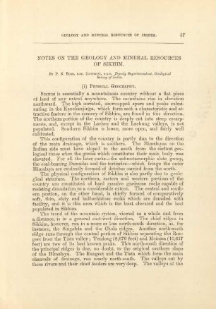 Notes on the geology and mineral resources of Sikhim