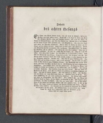 Inhalt des achten Gesangs
