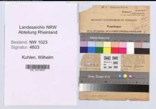 Entnazifizierung Wilhelm Kuhlen , geb. 16.01.1892 (Metzger)