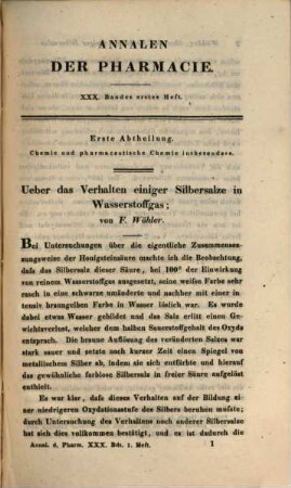Annalen der Pharmacie. 30. 1839