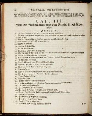 Cap. III. Von der Gerichtbarkeit und dem Gericht in peinlichen Fällen.