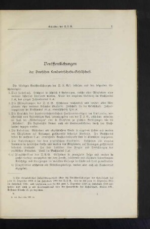 Veröffentlichungen der Deutschen Landwirtschafts-Gesellschaft.