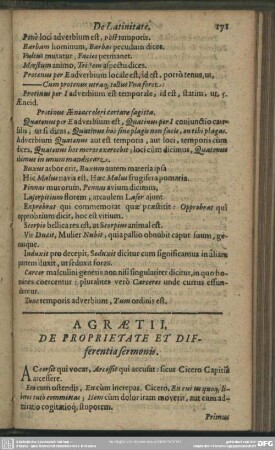 Agraetii, De Proprietate Et Differentia sermonis