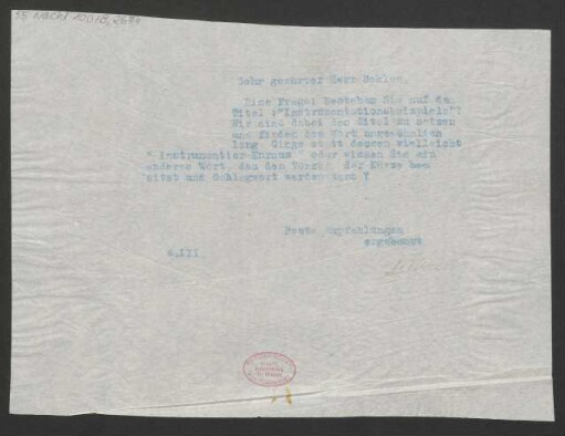 Brief an Bernhard Sekles : 04.03.1912