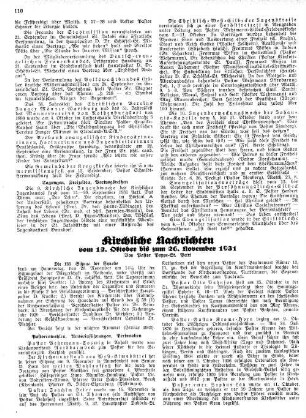 Kirchliche Nachrichten : vom 12. Oktober bis zum 26. November 1931