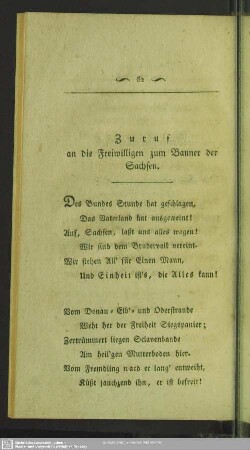 Zuruf an die Freiwilligen zum Banner der Sachsen