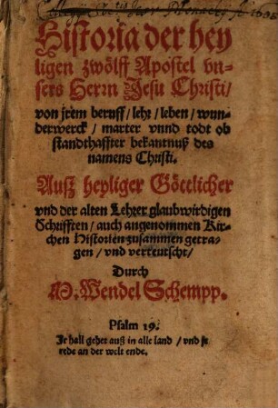 Historia der heyligen zwölff Apostel
