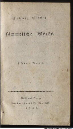 Ludwig Tieck's sämmtliche Werke, 8. Volksmährchen ; 3